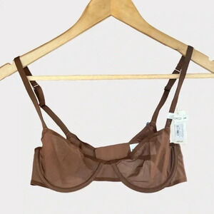 NWT Aerie Size 34B Smoothez Mesh Unlined Underwire Balconette Bra in Brown